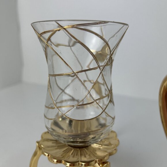 Partylite P7505 Gold Toned Versailles Hurricane Candle Holder Curves Votive - Picture 7 of 7